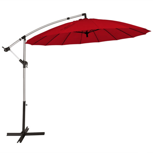 10 Feet Patio Offset Umbrella Market Hanging Umbrella for Backyard Poolside Lawn Garden-Burgundy