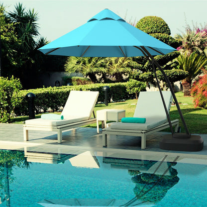 11 Feet Outdoor Cantilever Hanging Umbrella with Base and Wheels-Beige