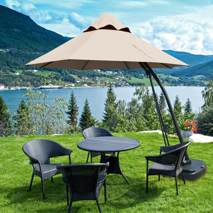 11 Feet Outdoor Cantilever Hanging Umbrella with Base and Wheels-Beige