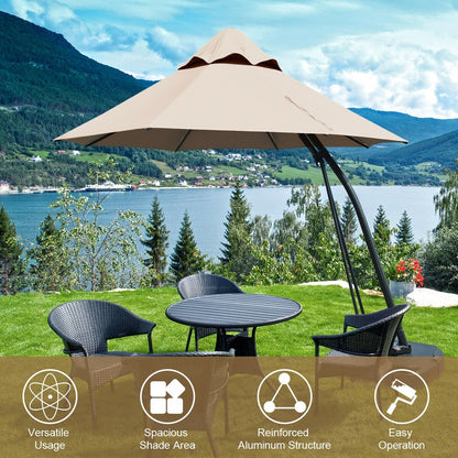 11 Feet Outdoor Cantilever Hanging Umbrella with Base and Wheels-Beige