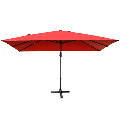 10 x13 Feet Rectangular Cantilever Umbrella with 360° Rotation Function-Wine