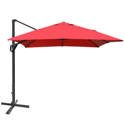 10 x13 Feet Rectangular Cantilever Umbrella with 360° Rotation Function-Wine