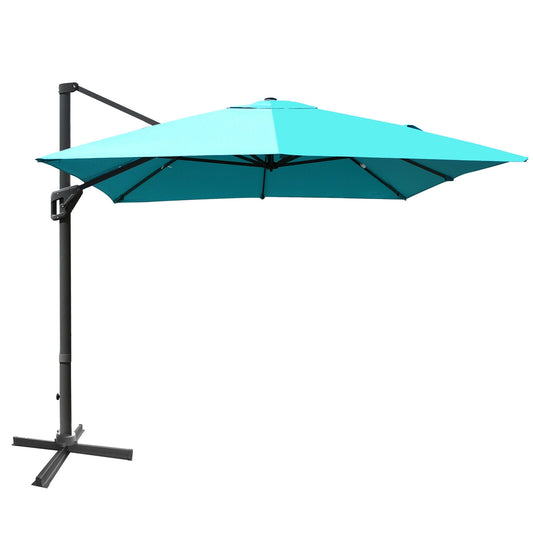 10 x13 Feet Rectangular Cantilever Umbrella with 360° Rotation Function-Turquoise