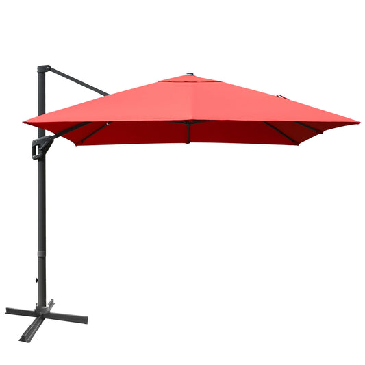 10 x13 Feet Rectangular Cantilever Umbrella with 360° Rotation Function-Orange