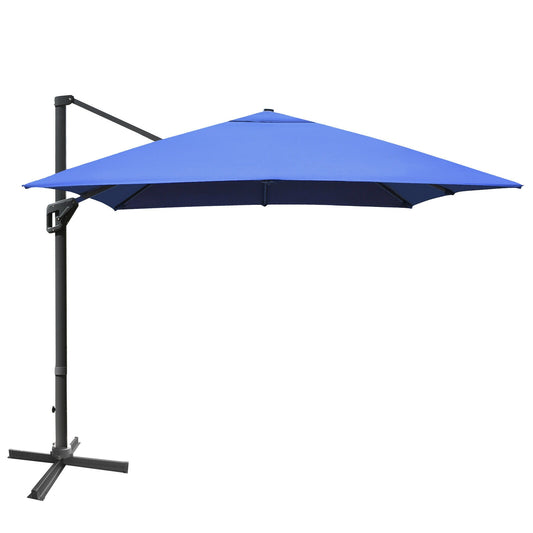 10 x13 Feet Rectangular Cantilever Umbrella with 360° Rotation Function-Navy
