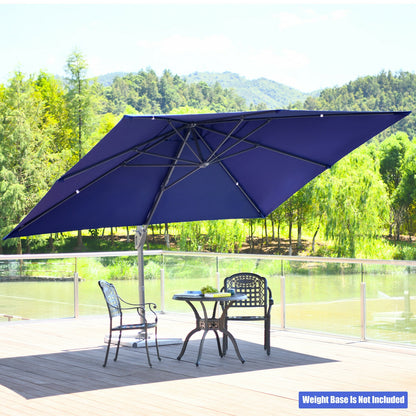 10 x13 Feet Rectangular Cantilever Umbrella with 360° Rotation Function-Navy