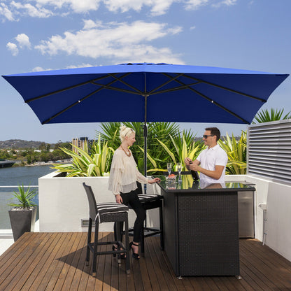 10 x13 Feet Rectangular Cantilever Umbrella with 360° Rotation Function-Navy