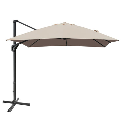 10 x13 Feet Rectangular Cantilever Umbrella with 360° Rotation Function-Beige
