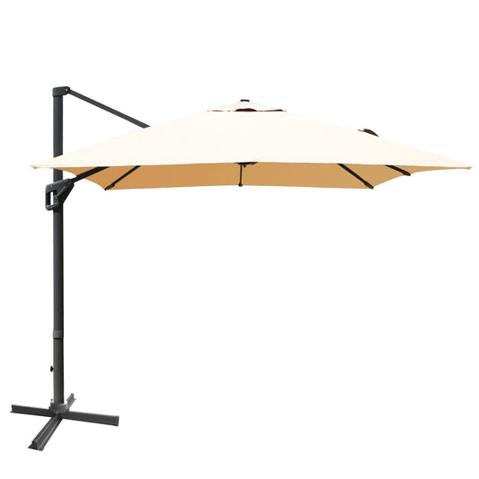 10 x13 Feet Rectangular Cantilever Umbrella with 360° Rotation Function-Beige