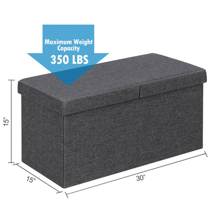 30 Inch Folding Storage Ottoman with Lift Top-Dark Gray