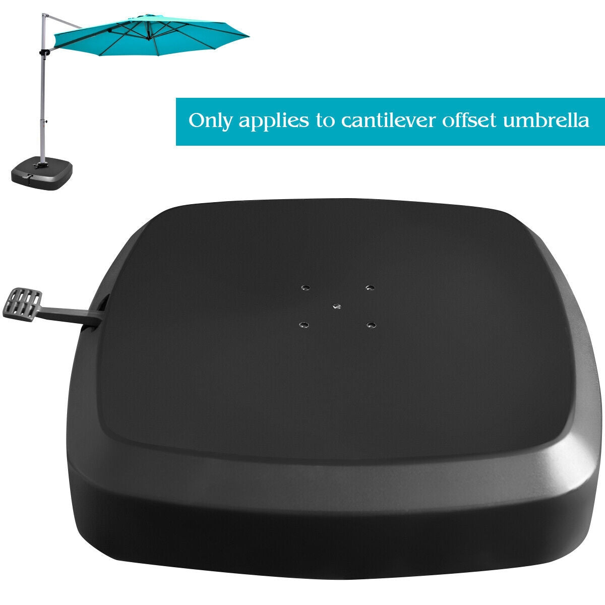 Patio Cantilever Offset Umbrella Base with Wheels for Garden Poolside Deck