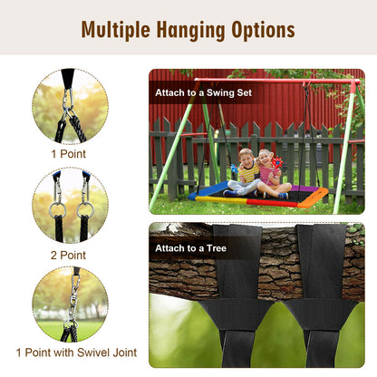 60 Inch Platform Tree Swing Outdoor with 2 Hanging Straps-Multicolor