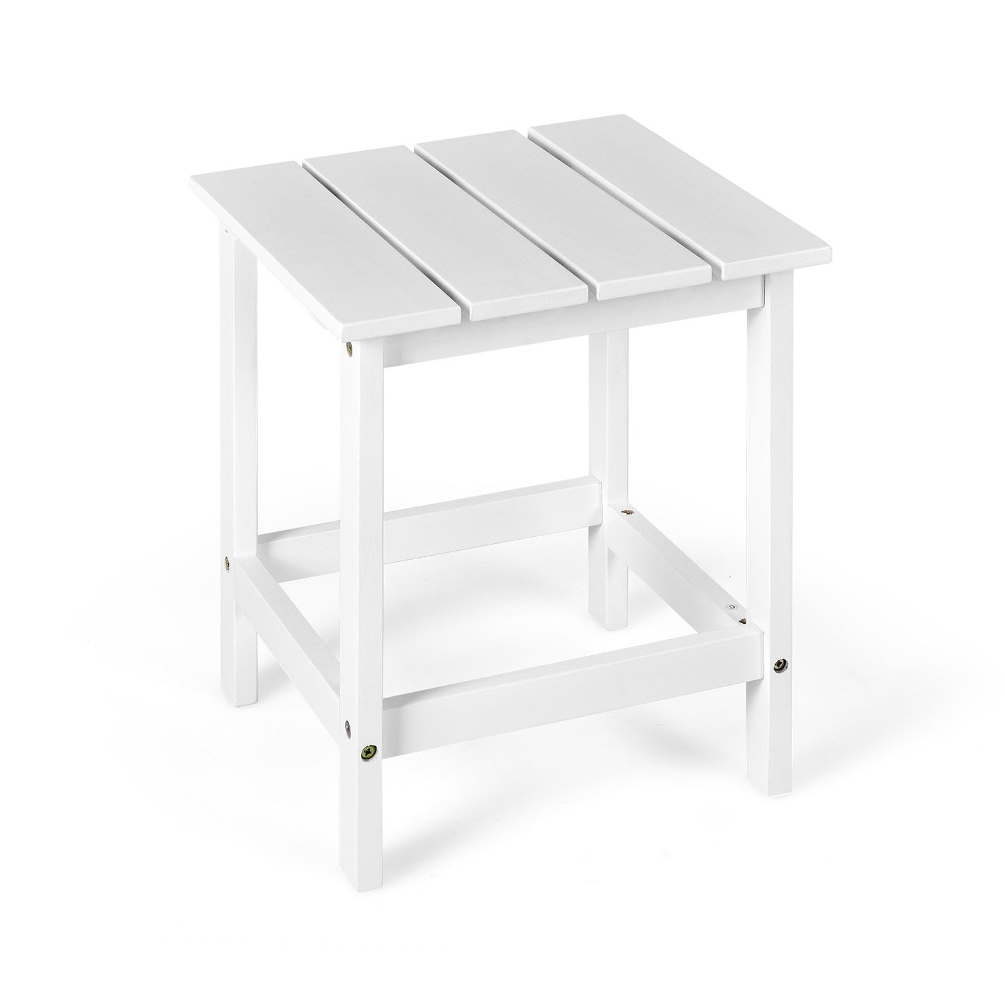 15 Inch Patio Square Wooden Slat End Side Coffee Table for Garden-Black