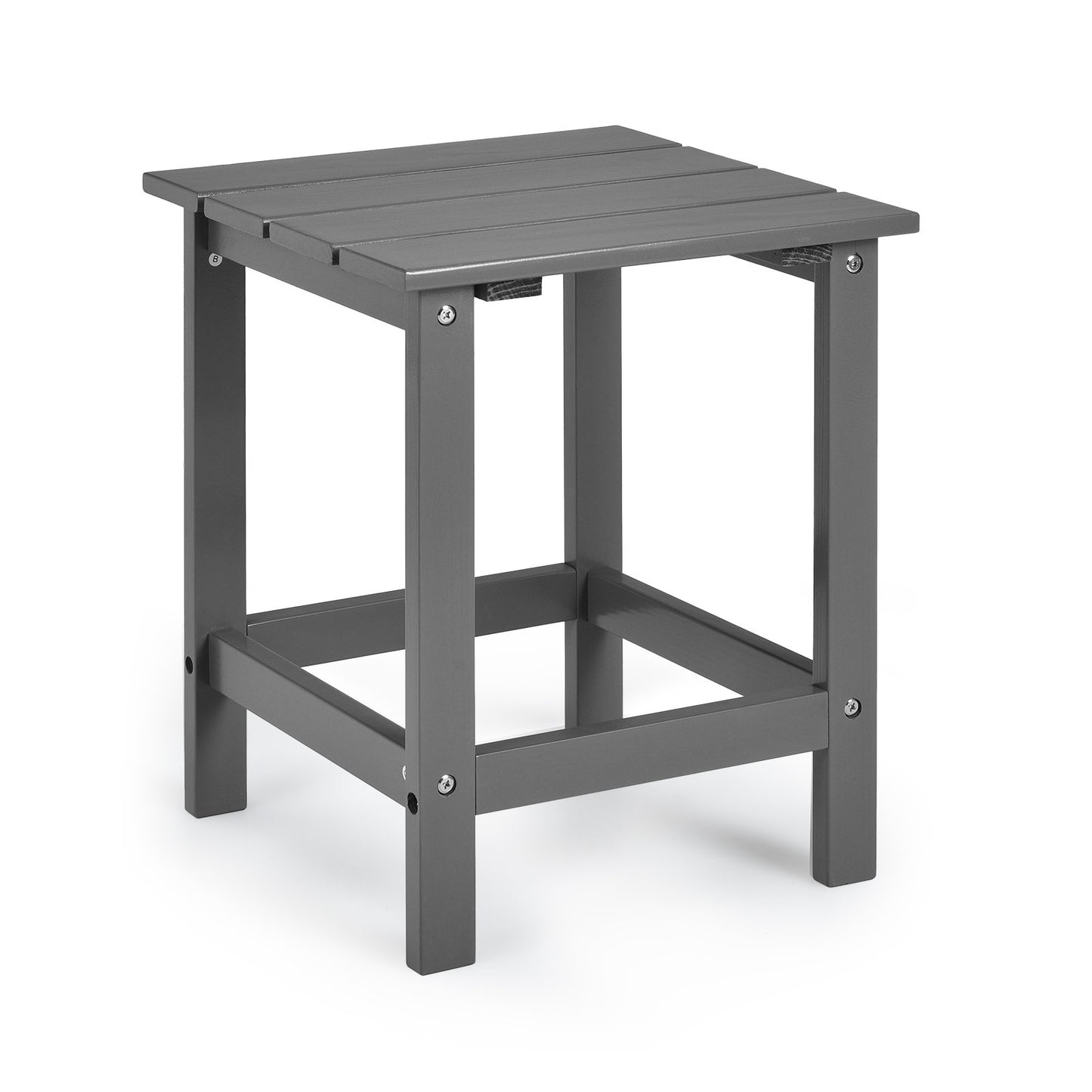 15 Inch Patio Square Wooden Slat End Side Coffee Table for Garden-Black