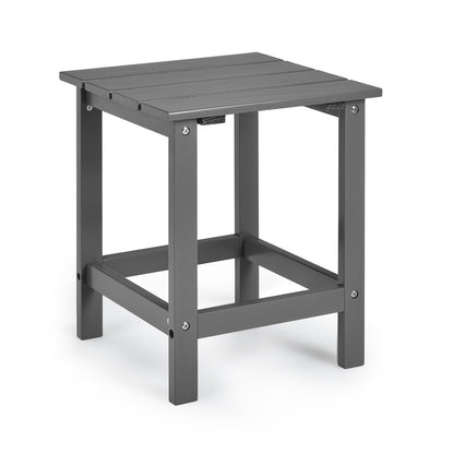 15 Inch Patio Square Wooden Slat End Side Coffee Table for Garden-Black
