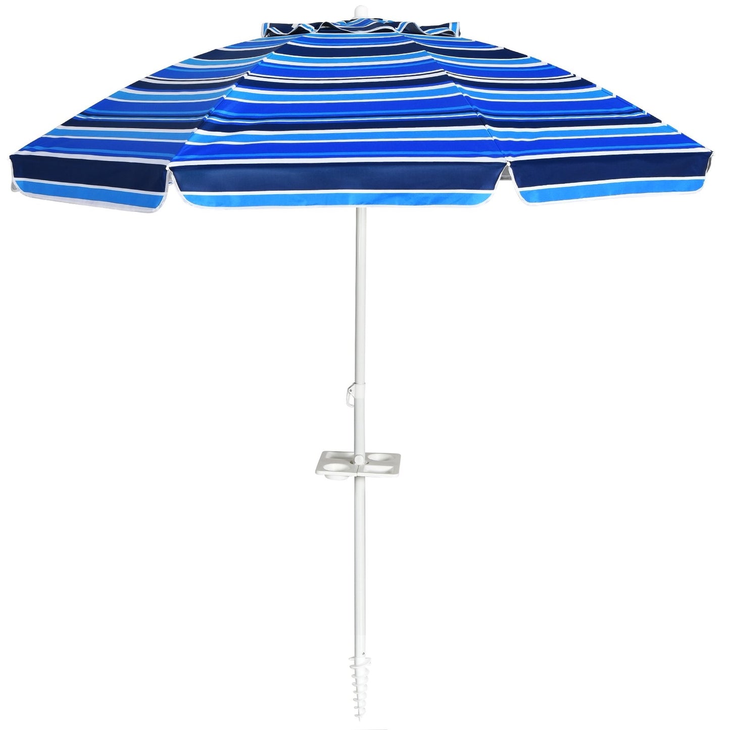 7.2 Feet Portable Outdoor Beach Umbrella with Sand Anchor and Tilt Mechanism-Blue