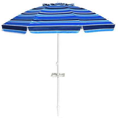7.2 Feet Portable Outdoor Beach Umbrella with Sand Anchor and Tilt Mechanism-Blue
