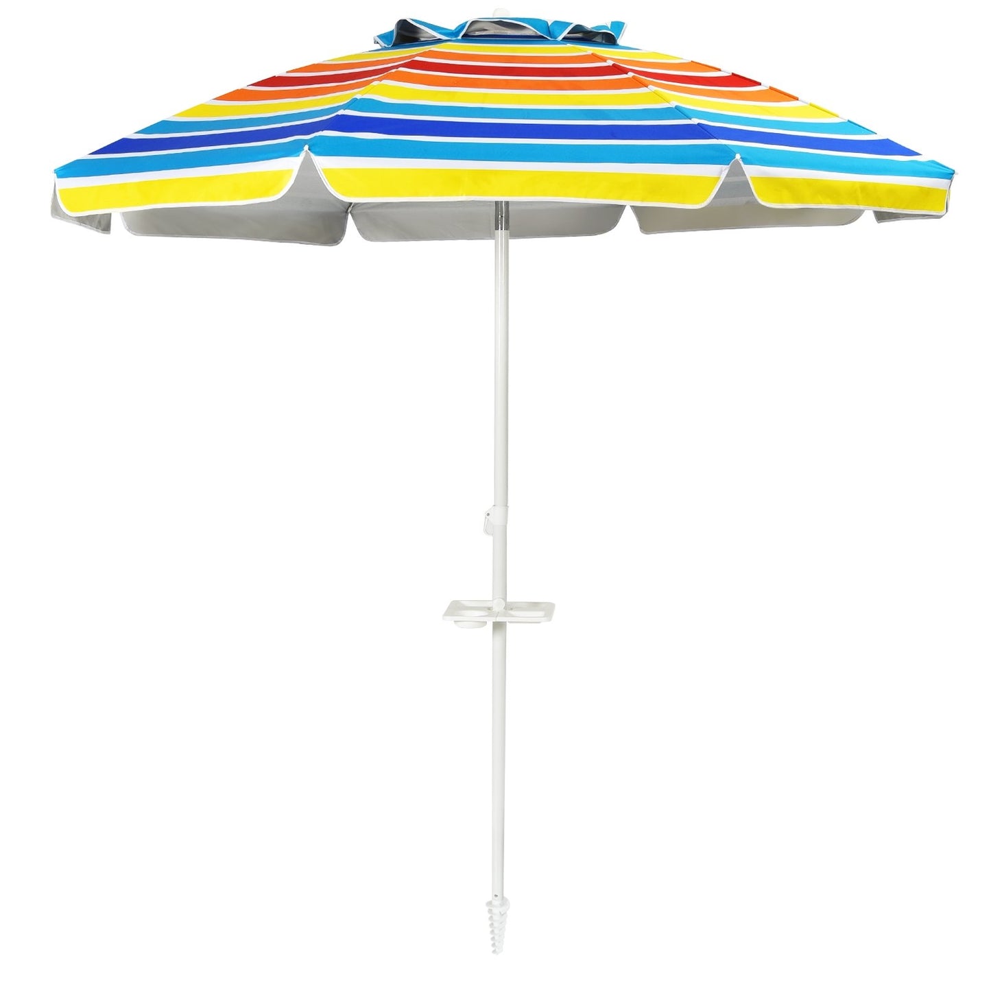 7.2 Feet Portable Outdoor Beach Umbrella with Sand Anchor and Tilt Mechanism-Blue