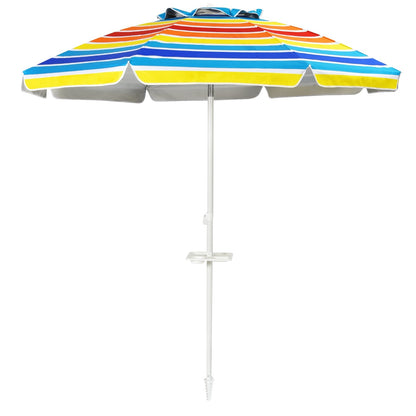 7.2 Feet Portable Outdoor Beach Umbrella with Sand Anchor and Tilt Mechanism-Blue