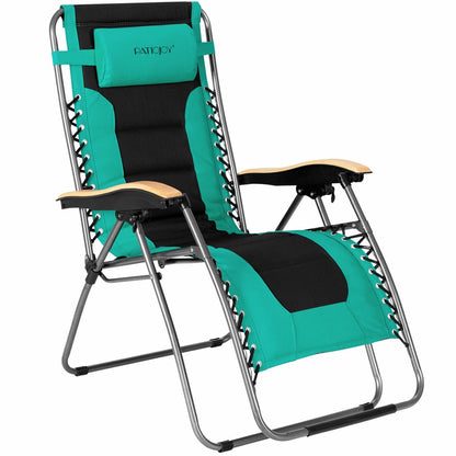 Oversize Folding Adjustable Padded Zero Gravity Lounge Chair-Blue