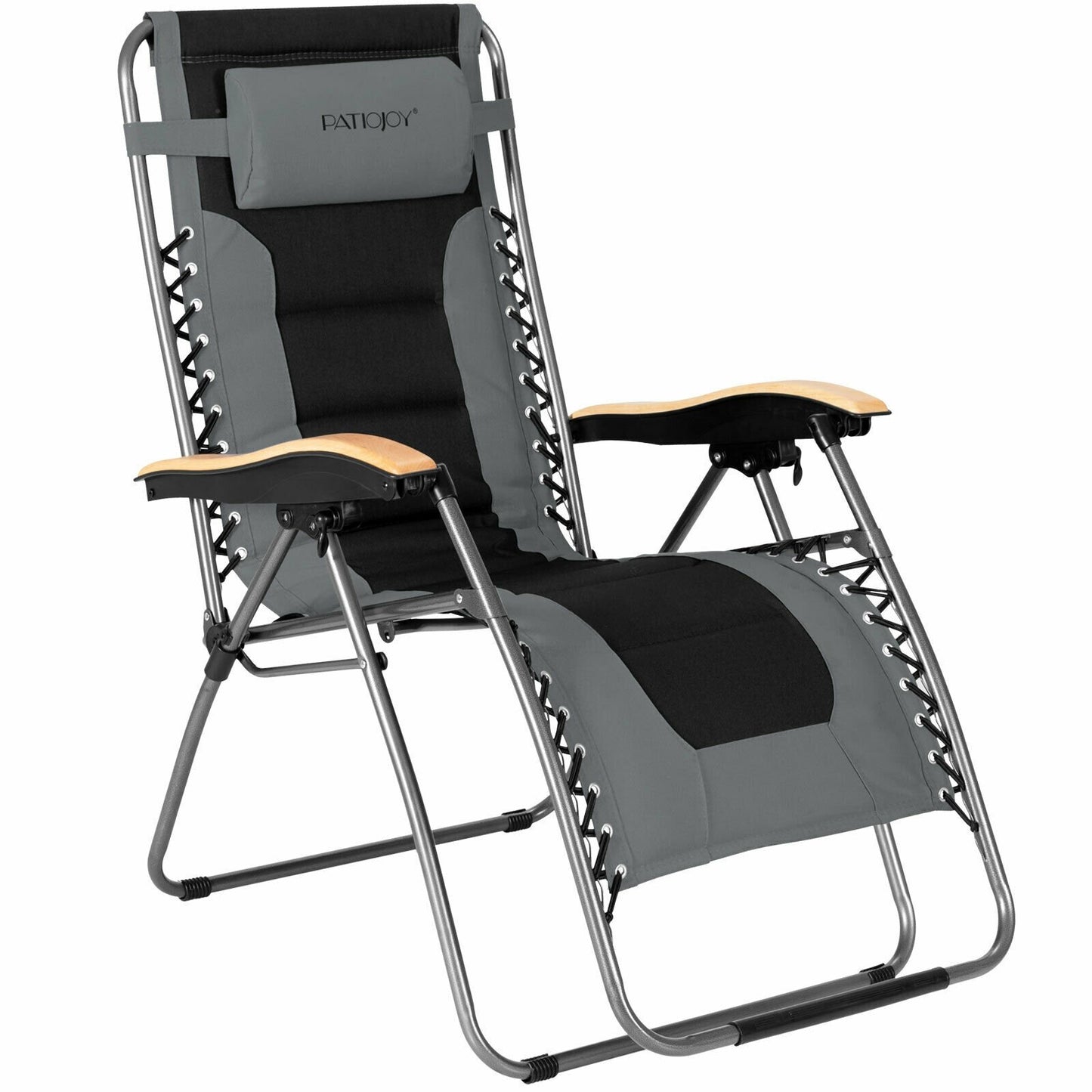 Oversize Folding Adjustable Padded Zero Gravity Lounge Chair-Blue