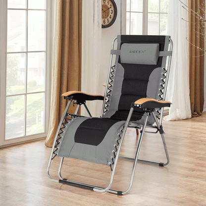 Oversize Folding Adjustable Padded Zero Gravity Lounge Chair-Blue