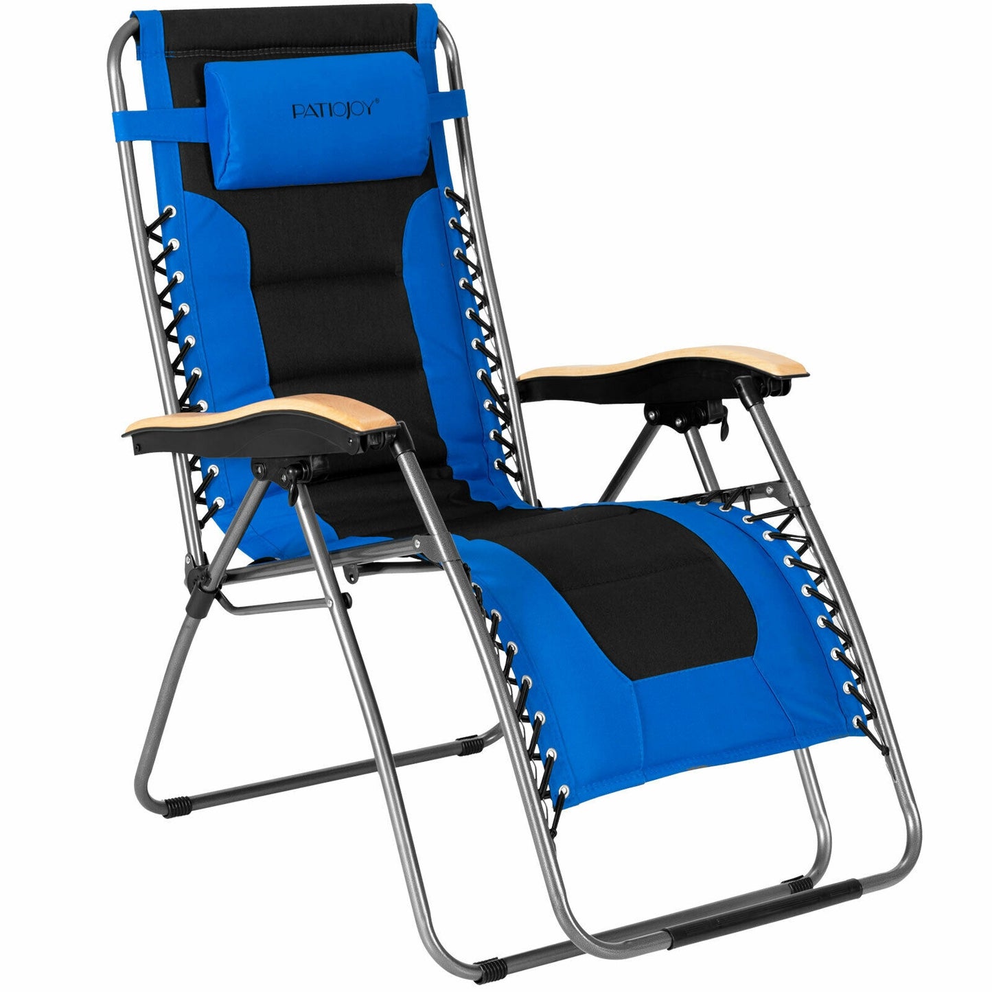 Oversize Folding Adjustable Padded Zero Gravity Lounge Chair-Blue