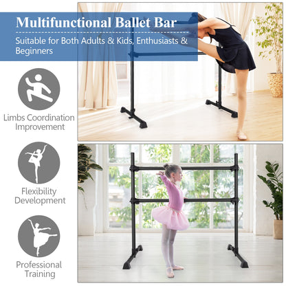 4 Feet Portable Double Freestanding Barre Dancing Stretching-Black