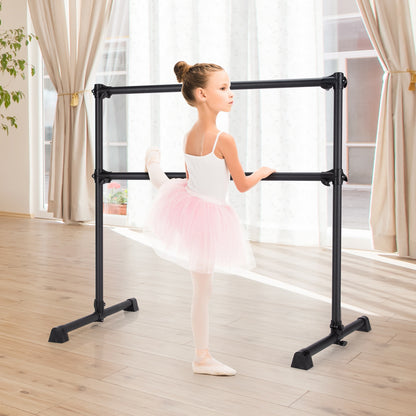 4 Feet Portable Double Freestanding Barre Dancing Stretching-Black