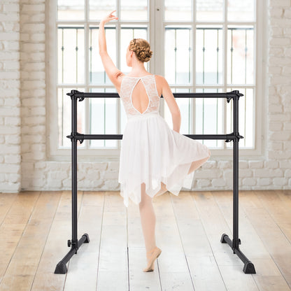 4 Feet Portable Double Freestanding Barre Dancing Stretching-Black