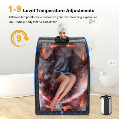 Portable Personal Steam Sauna Spa with 3L Blast-proof Steamer Chair-Black