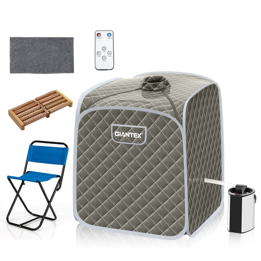 Portable Personal Steam Sauna Spa with Steamer Chair-Gray