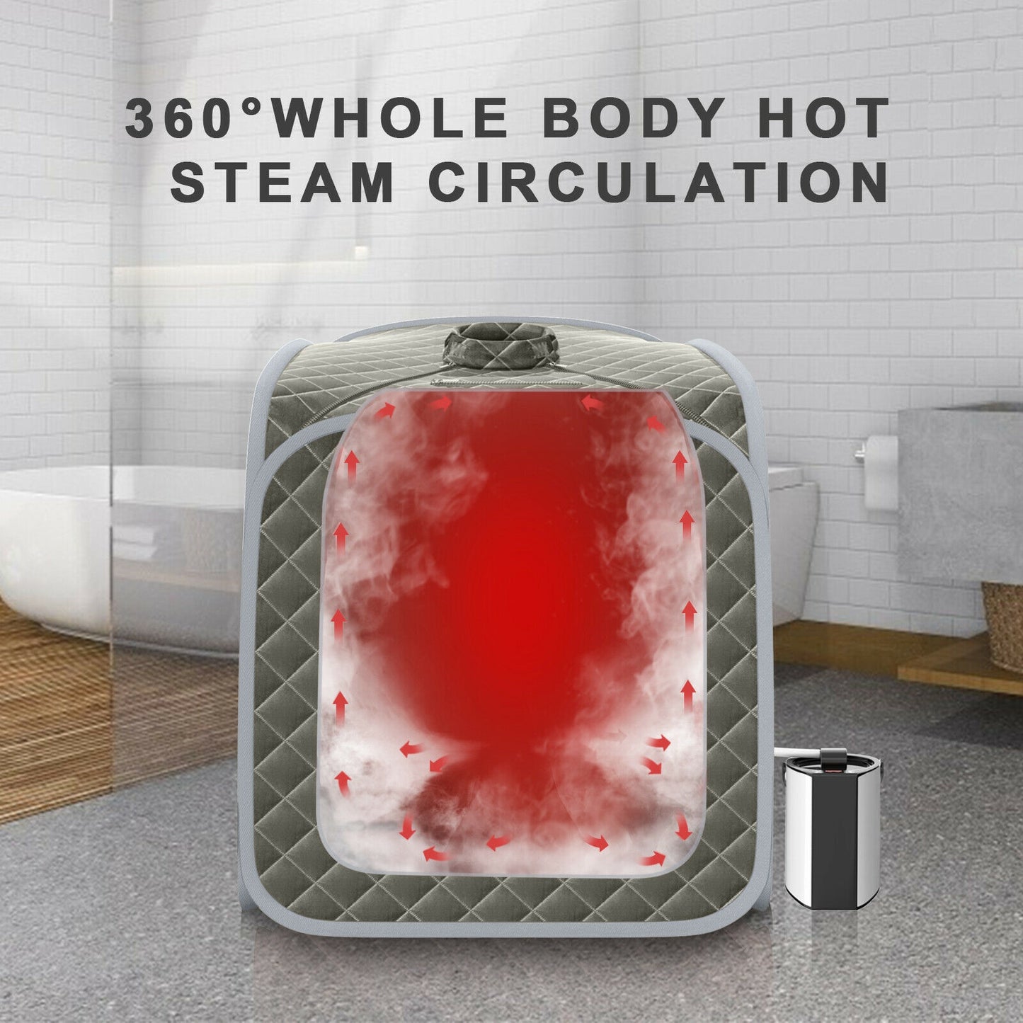 Portable Personal Steam Sauna Spa with Steamer Chair-Gray