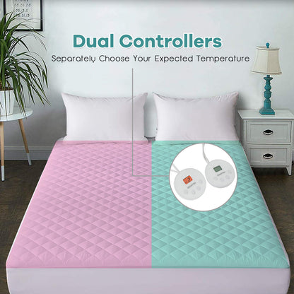 Auto Shut Off Heated Electric Mattress Pad with Dual Controller-Twin Size