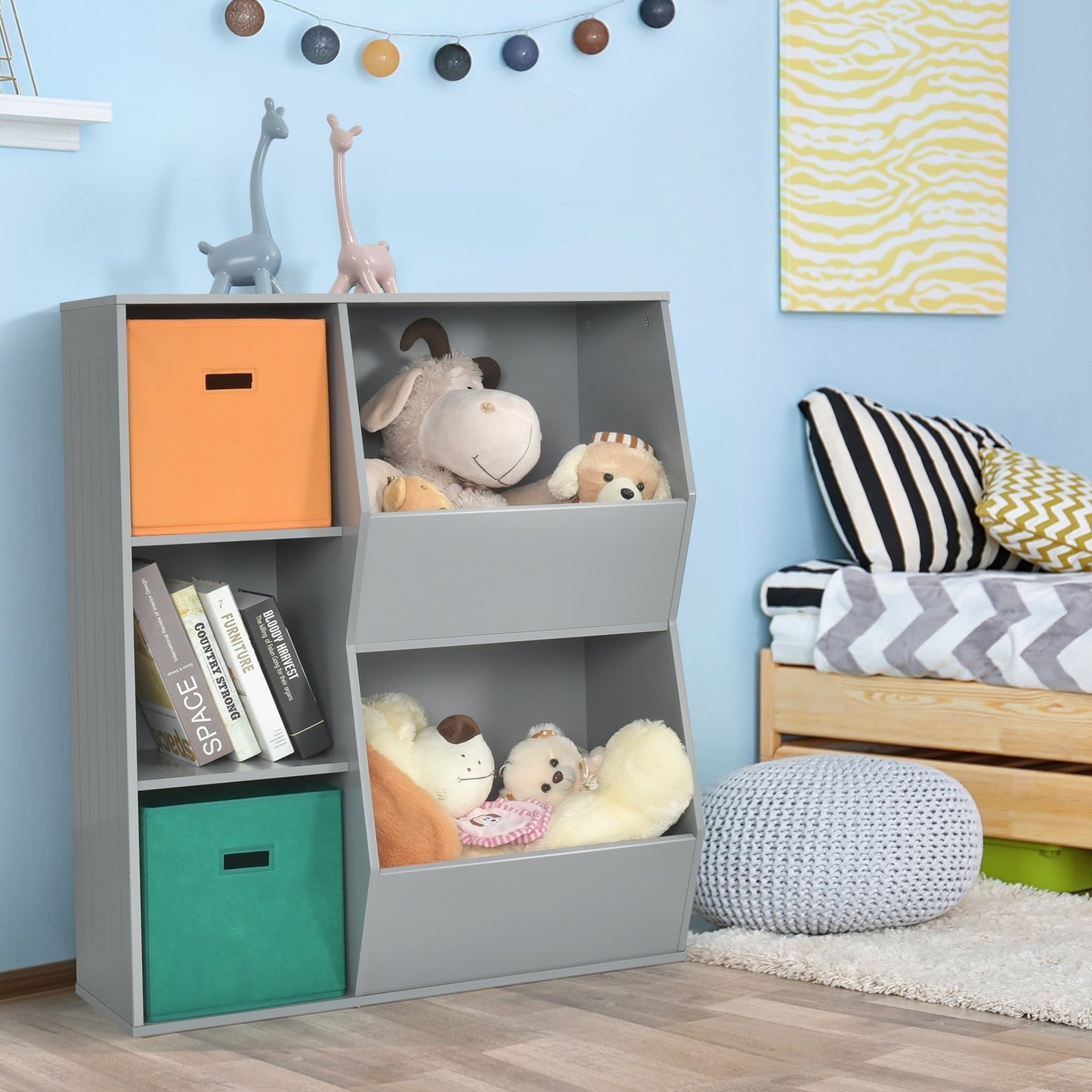 Kids Toy Storage Cabinet Shelf Organizer -Gray