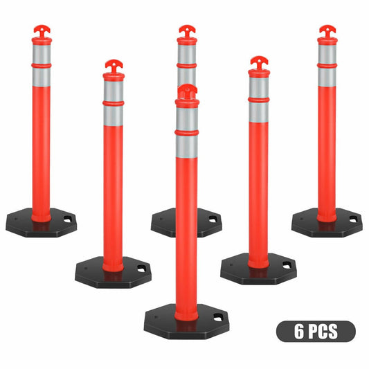 6 Pack 45 Inch Orange Traffic Delineator Post Cone