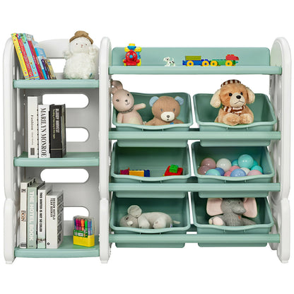 Kids Toy Storage Organizer with Bins and Multi-Layer Shelf for Bedroom Playroom-Green