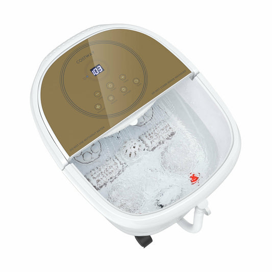 Foot Spa Bath Massager with 3-Angle Shower and Motorized Rollers-Coffee