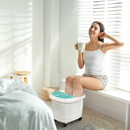 Foot Spa Bath Massager with 3-Angle Shower and Motorized Rollers-Blue