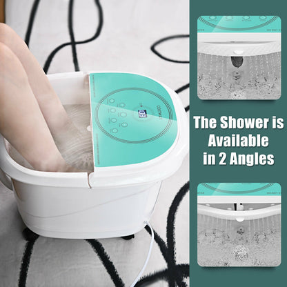 Foot Spa Bath Massager with 3-Angle Shower and Motorized Rollers-Green