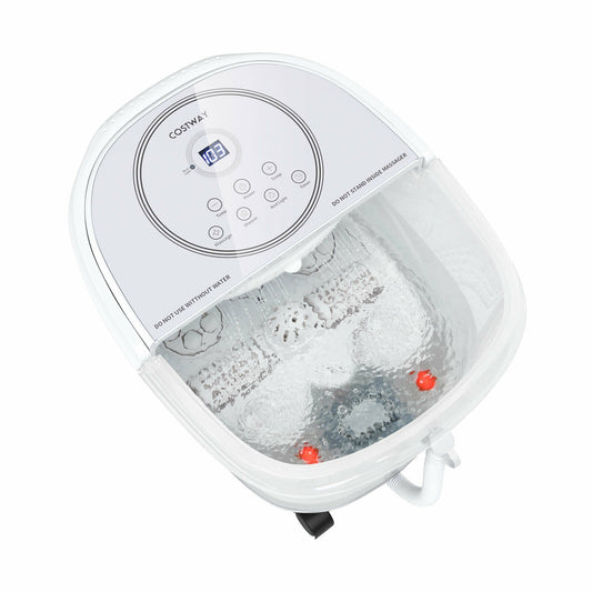 Foot Spa Bath Massager with 3-Angle Shower and Motorized Rollers-White