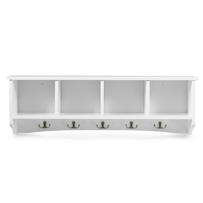 Hanging Entryway Shelf Coat Rack Wall Mounted Storage Cabinets-Black