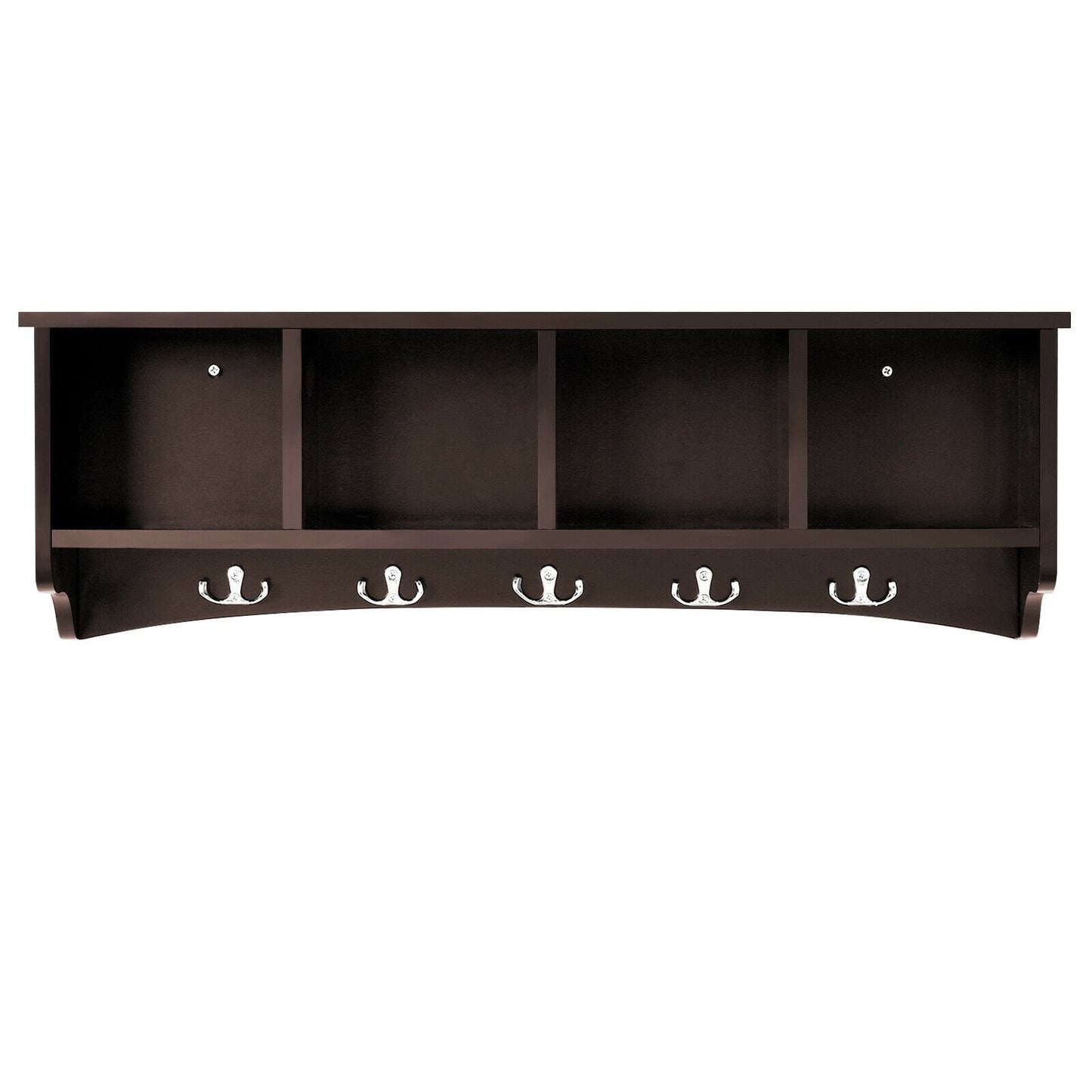 Hanging Entryway Shelf Coat Rack Wall Mounted Storage Cabinets-Black