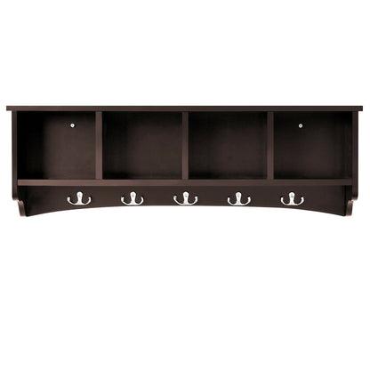 Hanging Entryway Shelf Coat Rack Wall Mounted Storage Cabinets-Black
