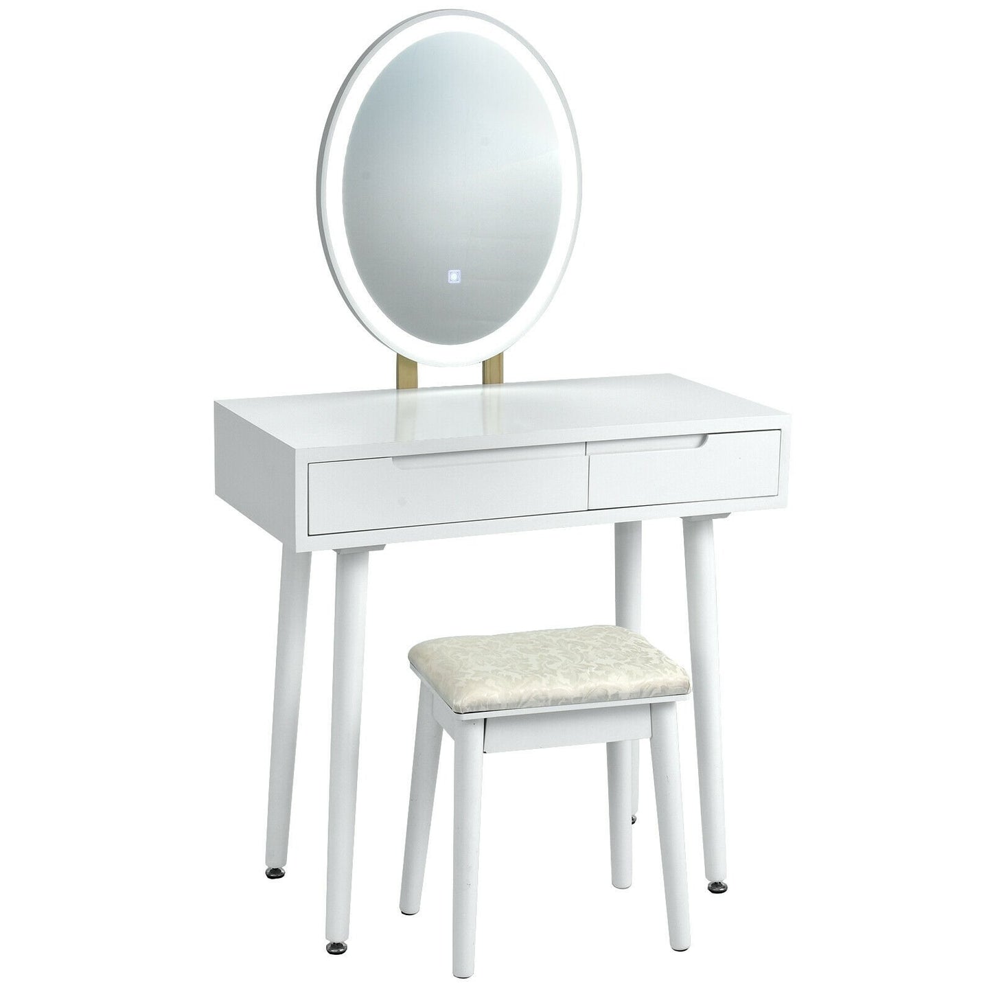 Touch Screen Vanity Makeup Table Stool Set-Black