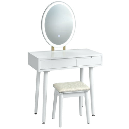 Touch Screen Vanity Makeup Table Stool Set-Black