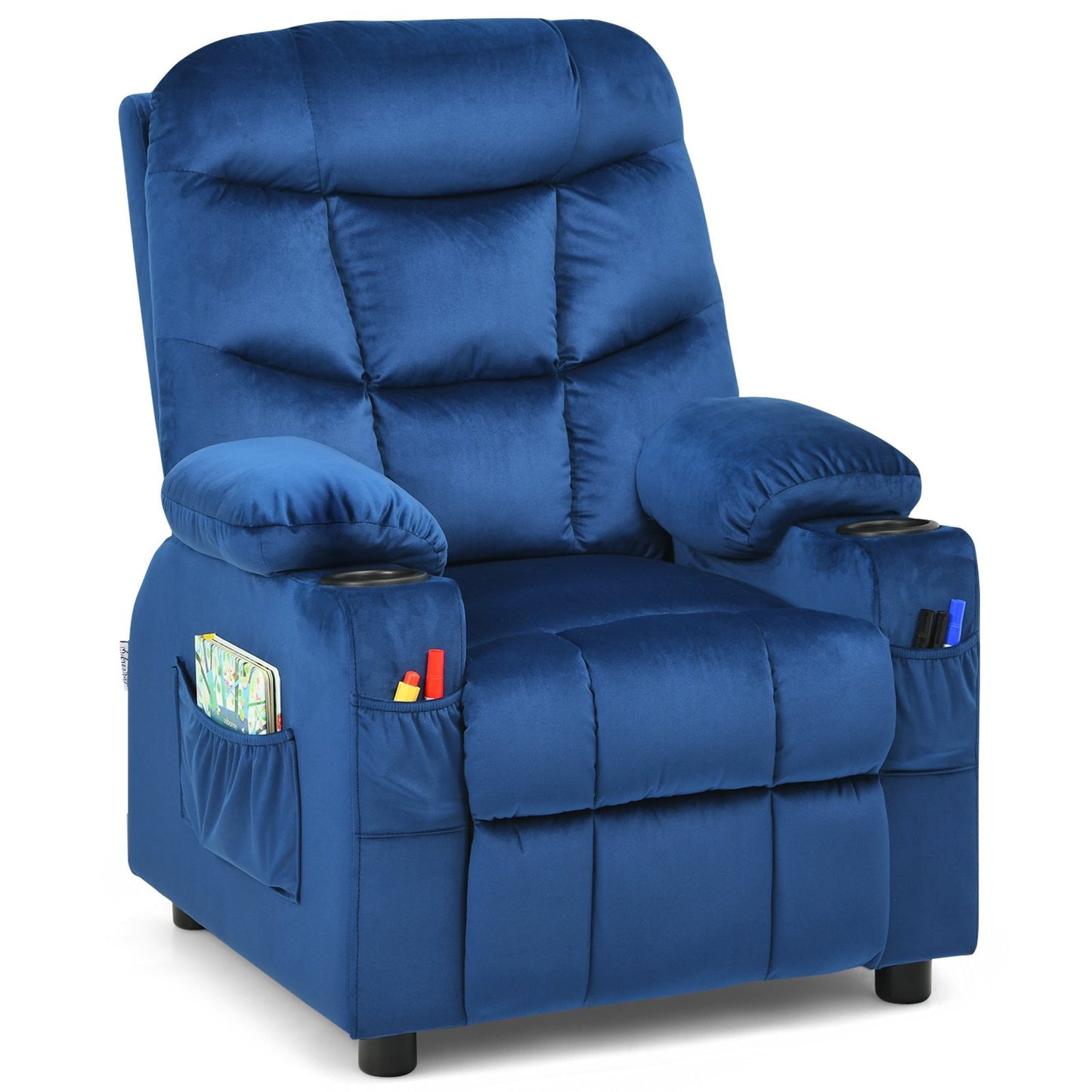 Kids Recliner Chair with Cup Holder and Footrest for Children-Beige