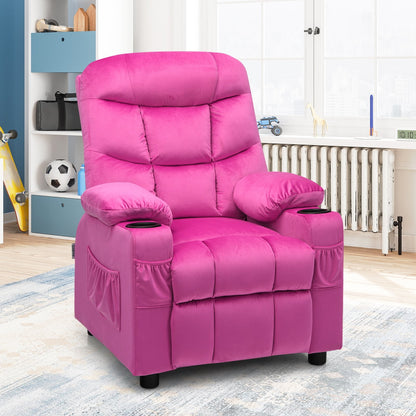 Kids Recliner Chair with Cup Holder and Footrest for Children-Beige