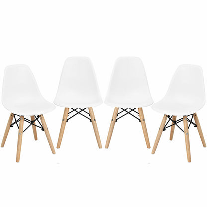 4 Pieces Medieval Style Children Chair Set with Wood Legs-White