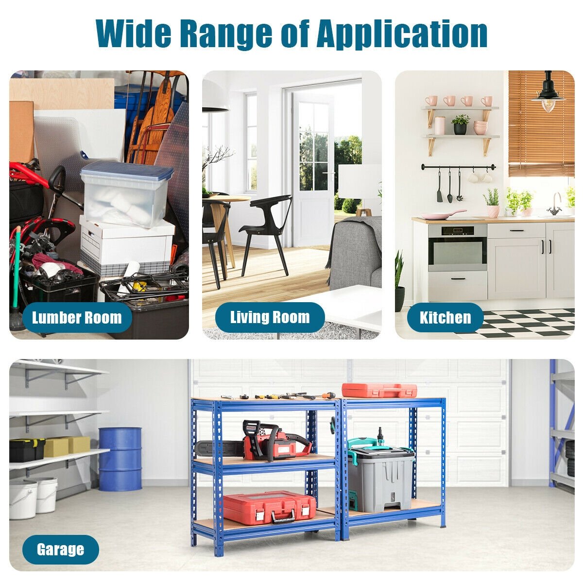 5-Tier Steel Shelving Unit Storage Shelves Heavy Duty Storage Rack-Blue